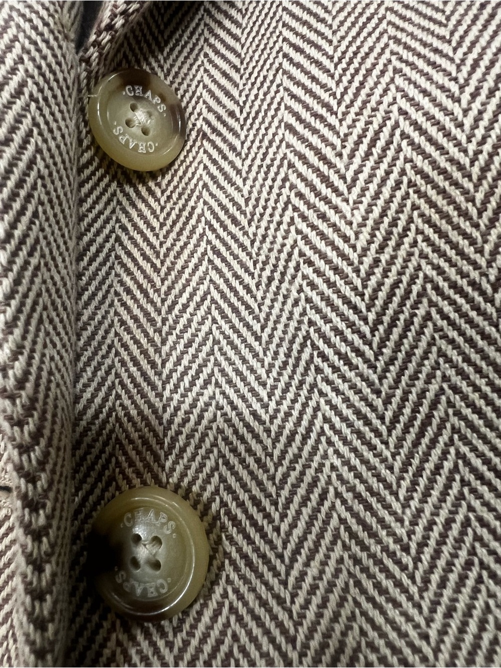 Chaps Womens Beige Herringbone Blazer Jacket - Picture 5 of 7